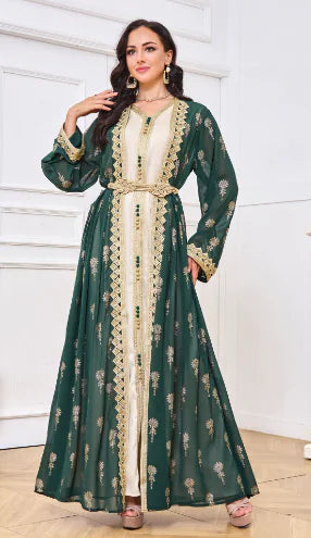 Elegant Arabic Embroidered Dress Set