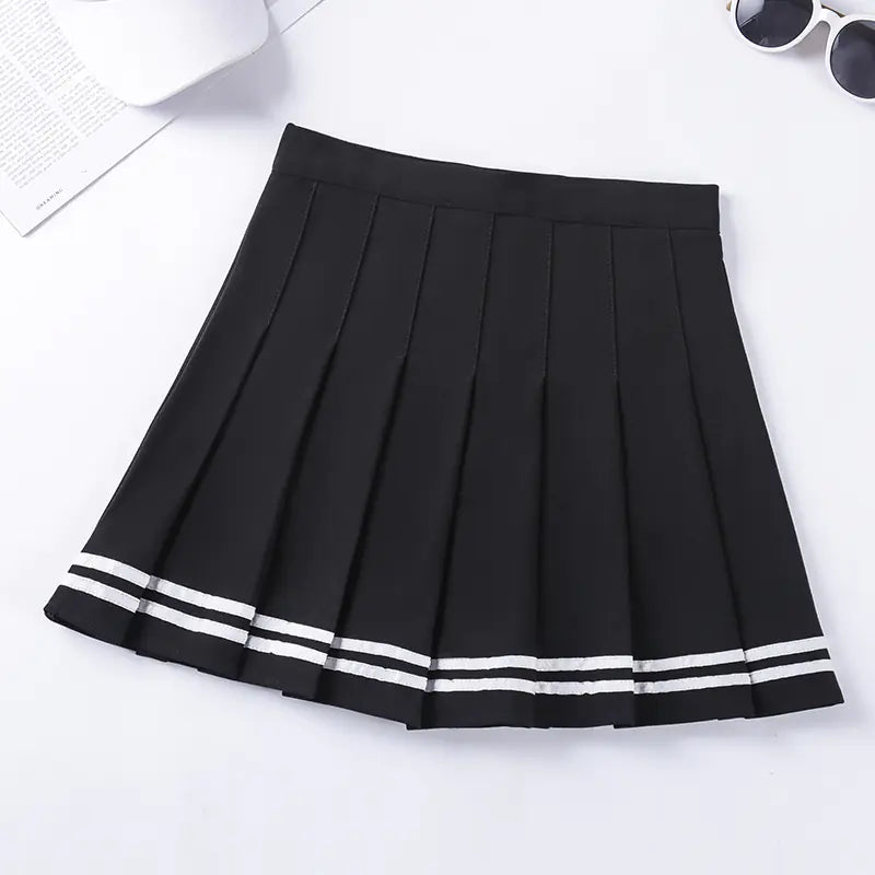 Chic Striped Elastic A-Line Skirt