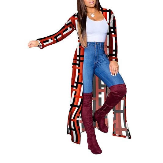 Chic Geometric Red Casual Jacket