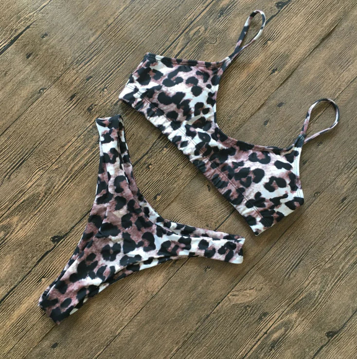 Chic Leopard Print Padded Bikini Set
