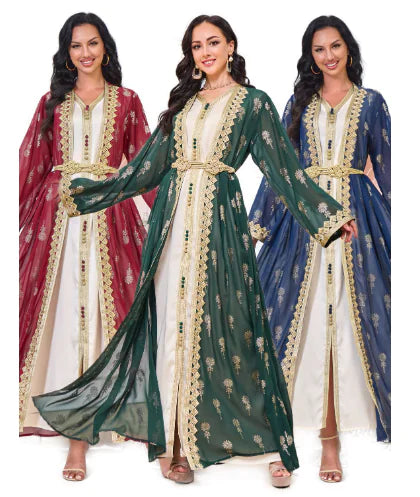 Elegant Arabic Embroidered Dress Set