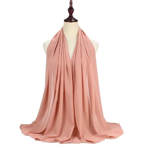 Chic Pearl Chiffon Hijab - Lightweight Solid Shade