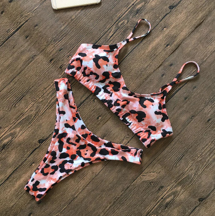 Chic Leopard Print Padded Bikini Set